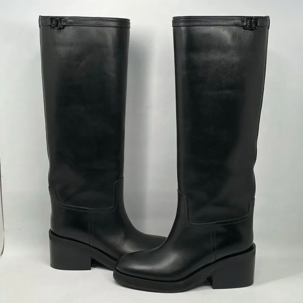 Jimmy Choo Yasmin 70 Block Heel Leather Boots size 36